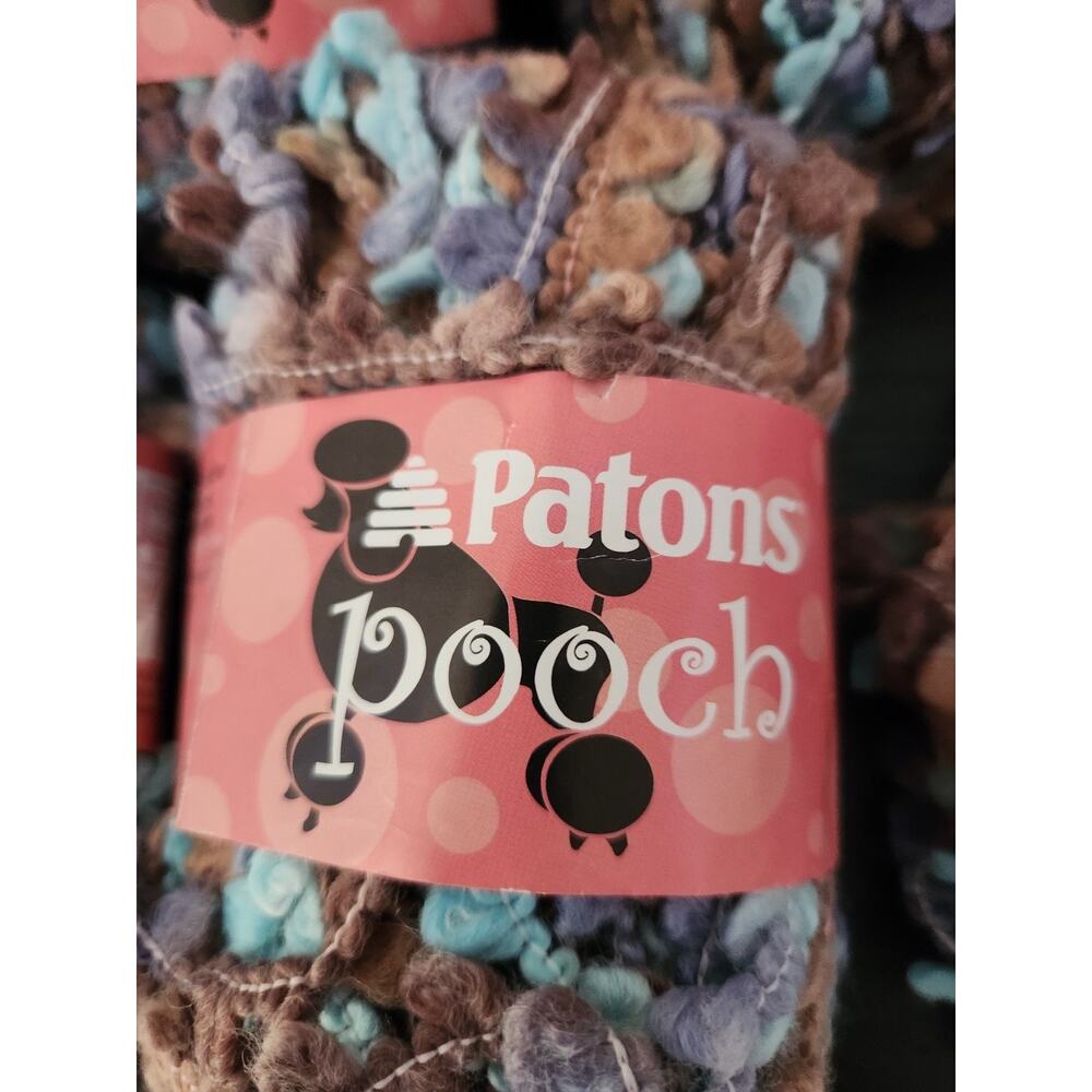 Patons Pooch Yarn Lot 7 Skeins Super Bulky 6 Boucle Textured In Blue Point - Picture 4 of 7